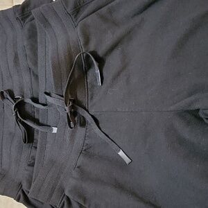 (2) Pair Womens Black Jogger Pants - Casual Drawstring Waist Small